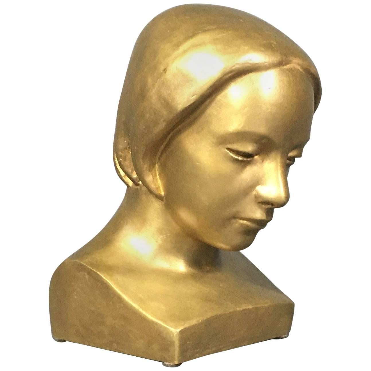 1953 Bronze Sculptural Bust, Curt Hansson, Sweden  For Sale