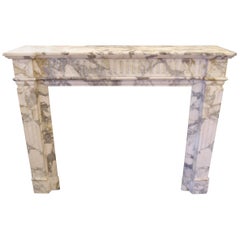 A Antique French Louis XVI Breche Blanco Marble fireplace
