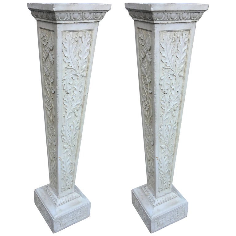 Pair of Art Nouveau Pedestals in Reconstituted Stone For Sale at 1stDibs