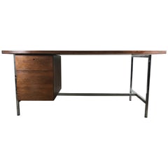 Classic Midcentury Walnut and Chrome Florence Knoll Desk Knoll