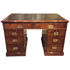 Fine Quality Burr Walnut Victorian Period Antique Partners Desk