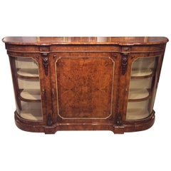 Stunning Quality Burr Walnut and Marquetry Inlaid Victorian Period Credenza