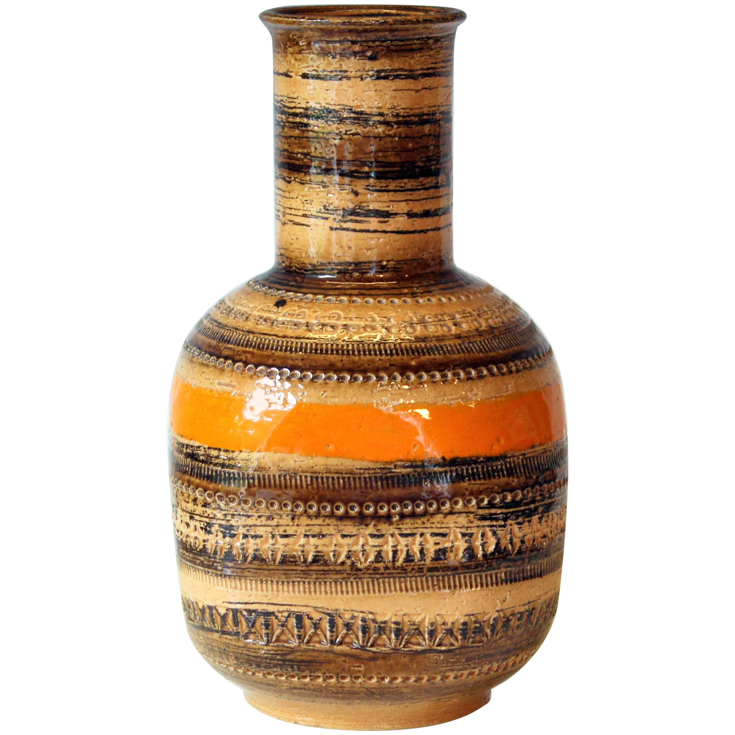 Bitossi for Raymor, Original Label, Large Rimini Sahara Vase Italian Pottery