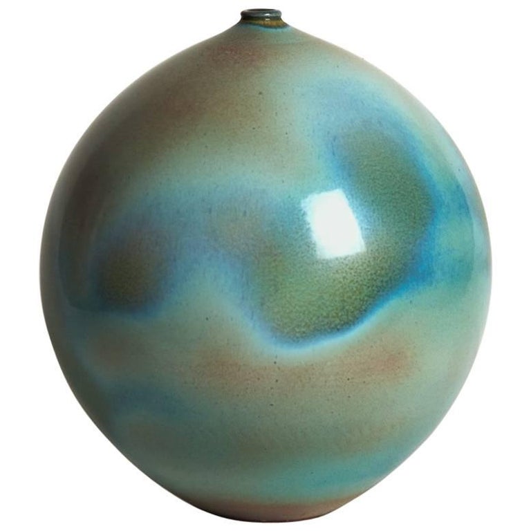 Large Ceramic Blue Green Vase by Suzanne Ramie, Atelier Madoura 1950's at 1stDibs