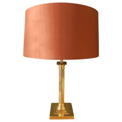 20th Century Spanish Table Lamp Made of Brass with Brown Shade Metalarte, 1990s