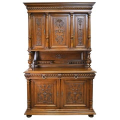 19th Century French Renaissance-Style Buffet a Deux Corps in Walnut