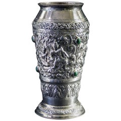 Burmese Silver Decorative Vase