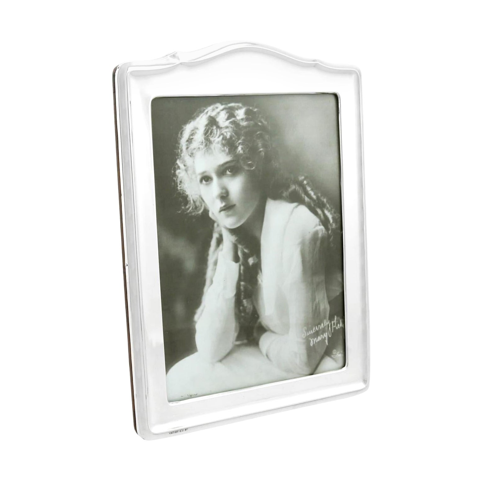 Antique English Sterling Silver Photograph Frame, Pretty Engraved