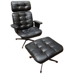 Vintage Leather Chair with Ottoman