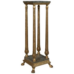 French Antique Pedestal, Marbled Plant Stand, Ormolu, circa 1900