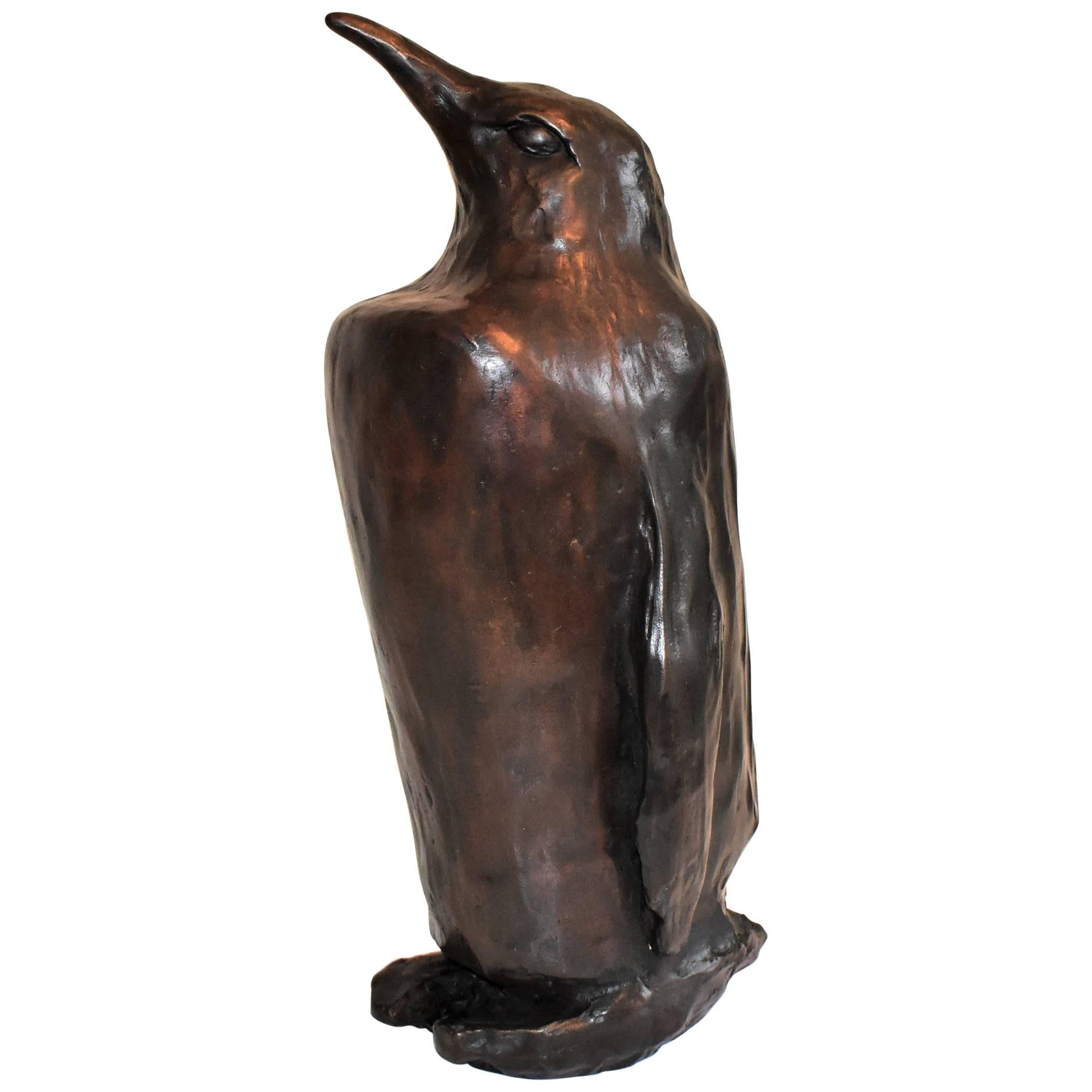 Modern Bronze Sculpture of a Penguin Impressive Large Statement Piece For Sale