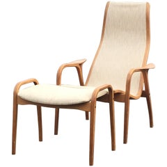 Sleek Swedish Designer Lamino Lounge Chair and Ottoman