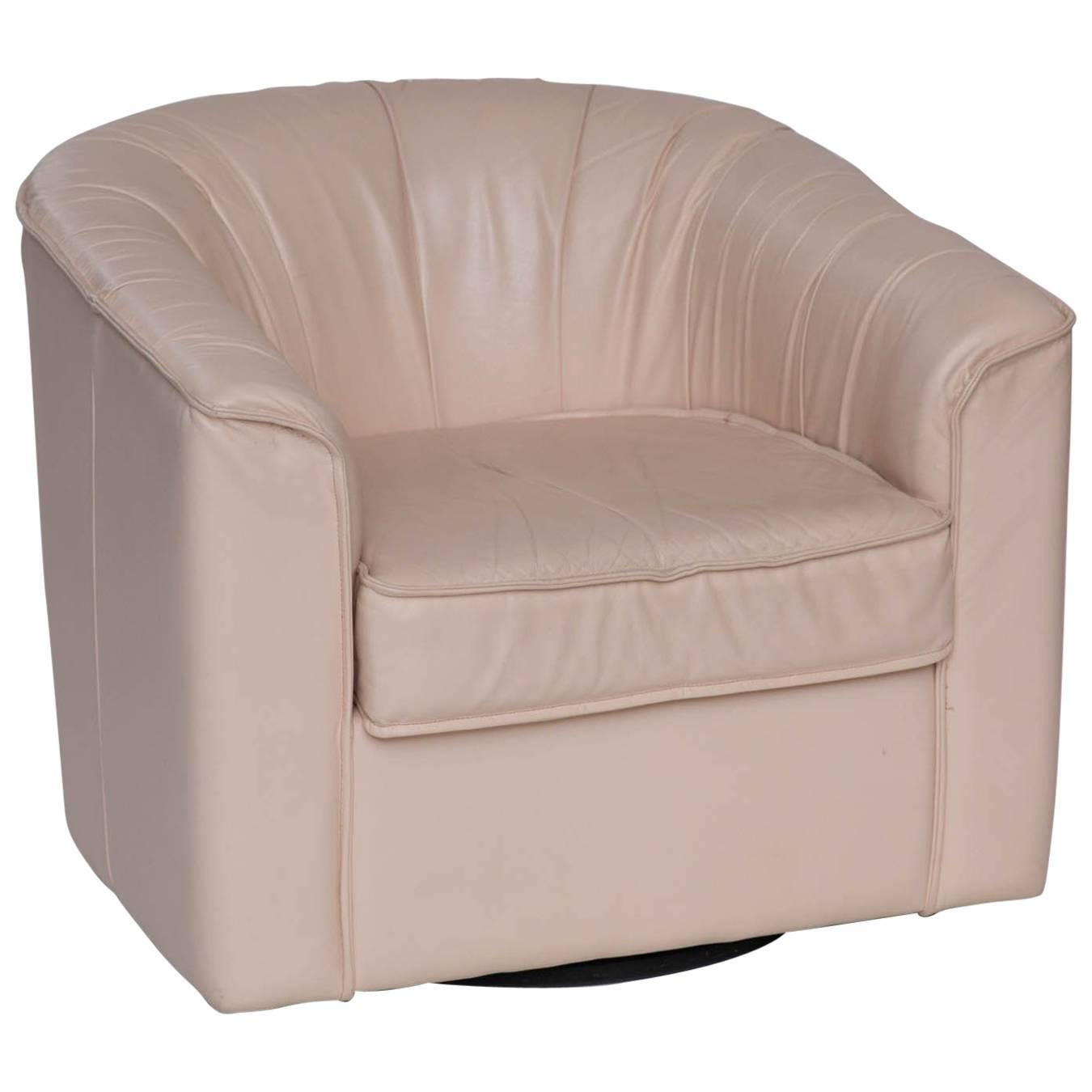 Leather Barrel Back Swivel Chair