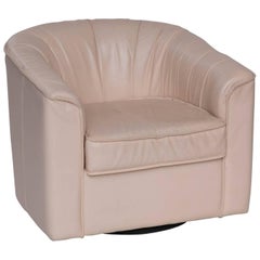 Leather Barrel Back Swivel Chair