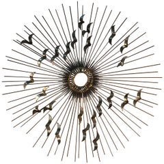 Sunburst with Birds Wall Sculpture by Curtis Jere