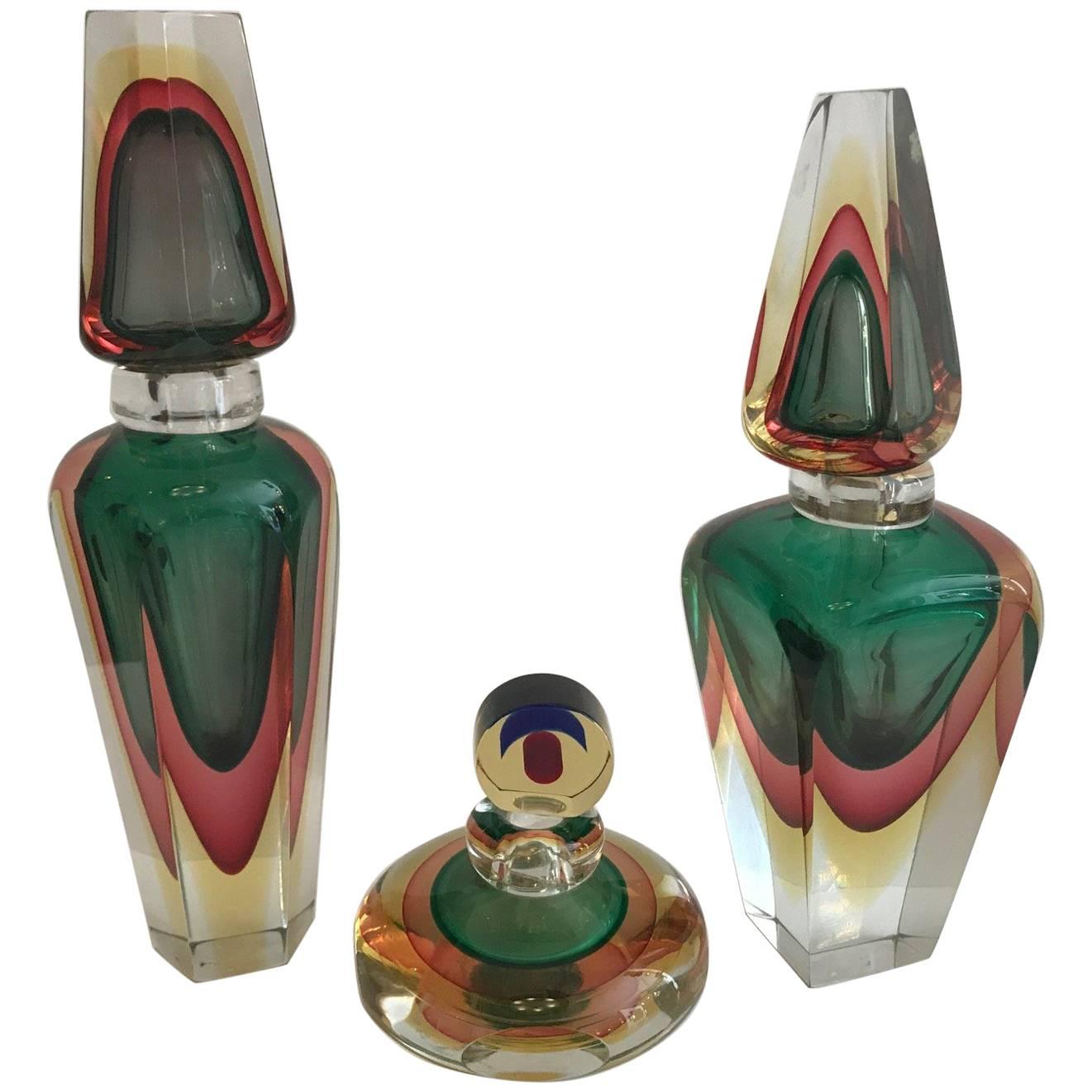 Group of  Three Murano Glass Perfume Bottles