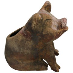 Vintage Terracotta Pig Planter Pot Near Life-Size
