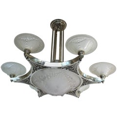 Lampadario Art Deco francese di Charles Schneider
