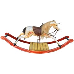 Antique English Painted Late 19th Century Rocking Horse