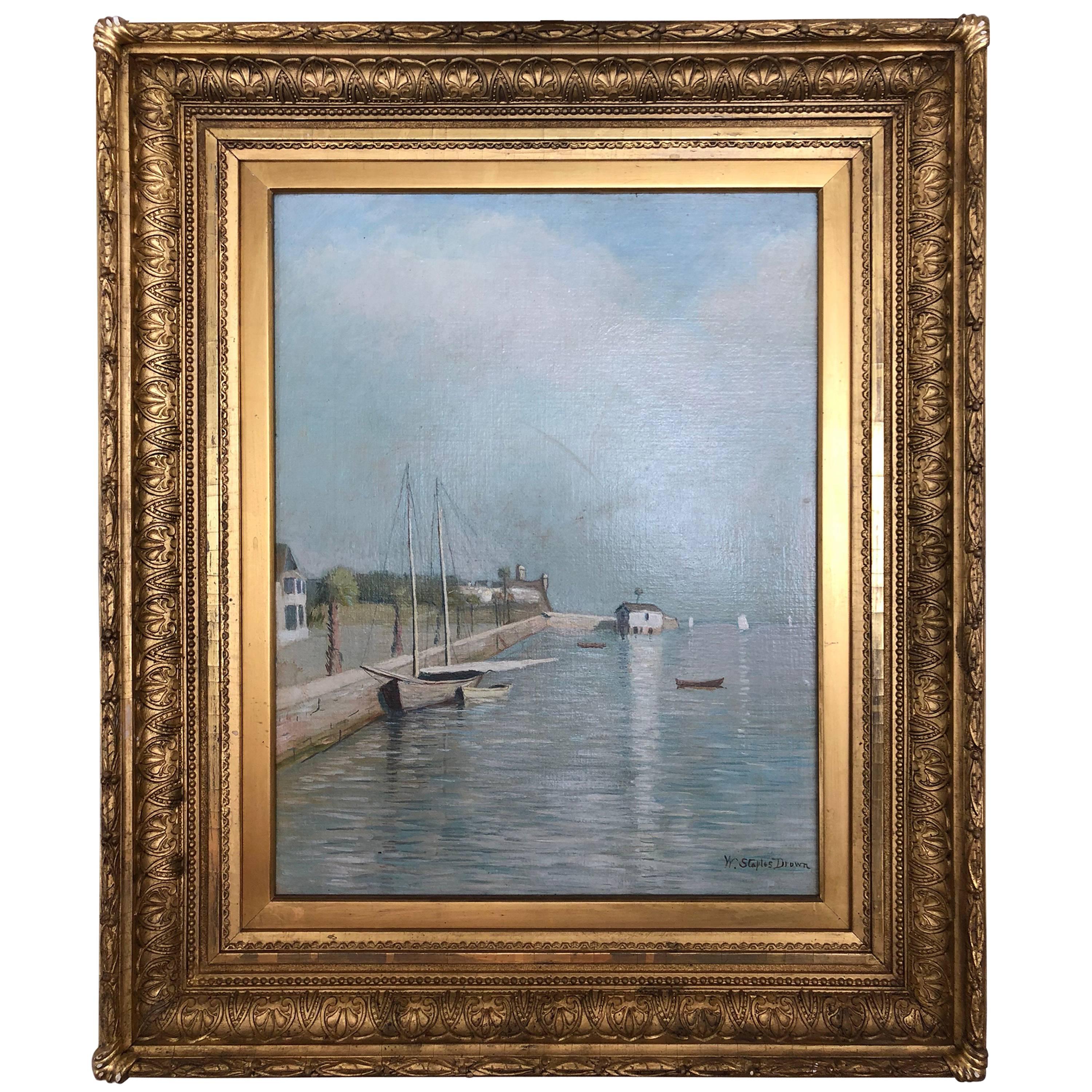 19th Century William Staples Drown "Sea Wall and Fort" St Augustine Florida 1895 For Sale