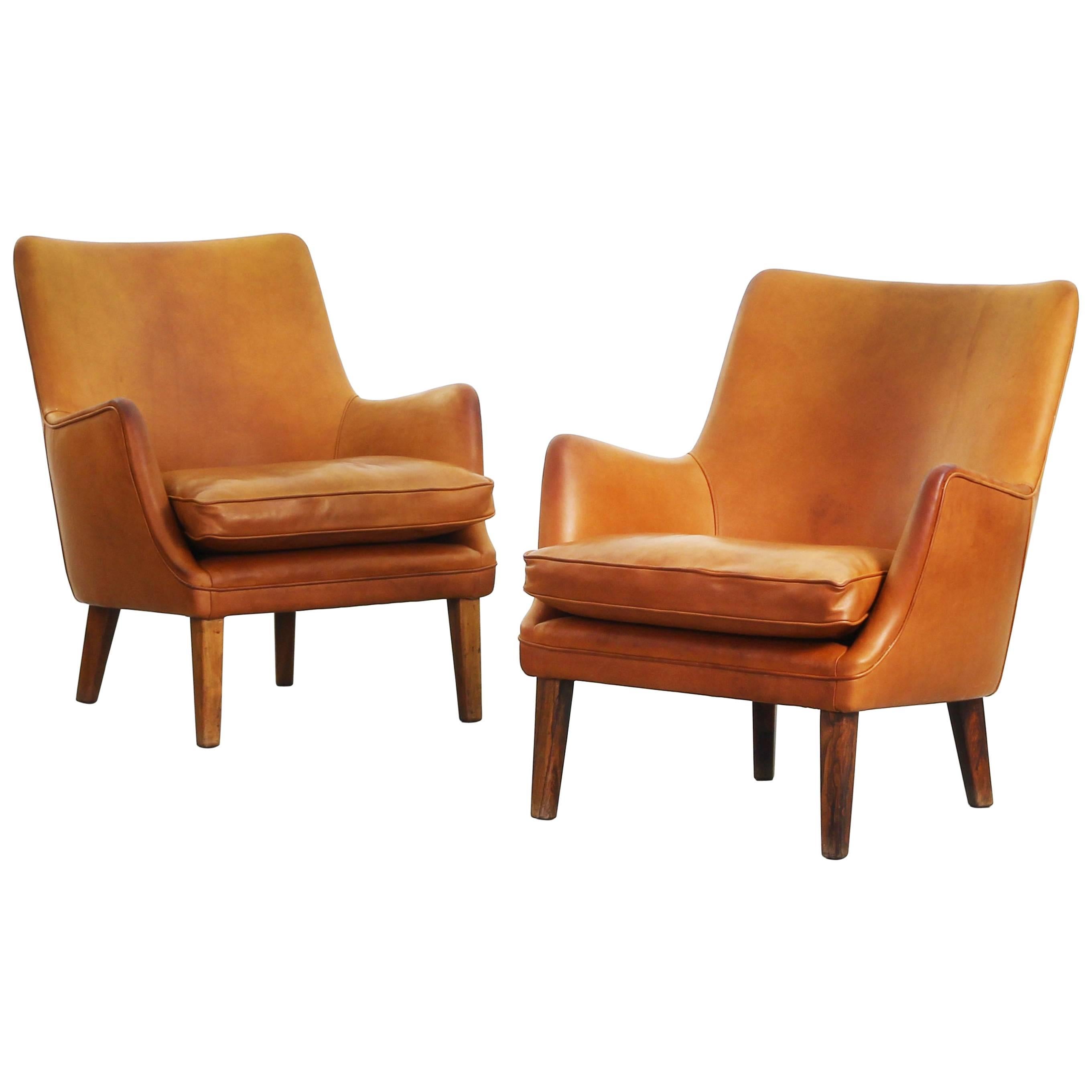 Beautiful Pair of Lounge Chairs by Arne Vodder for Ivan Schlechter Denmark, 1953