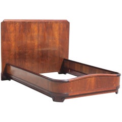French Art Deco Walnut with Cherrywood Bed by “Majorelle Nancy”, circa 1930s