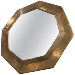 1960s Brass Octagonal Brass Mirror
