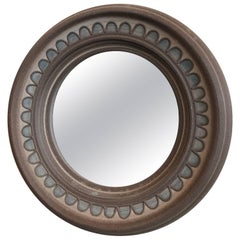 1960s Danish Modern Round Ceramic Mirror