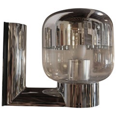 1970s Chromed and Glass Wall Sconce by Staff, Germany