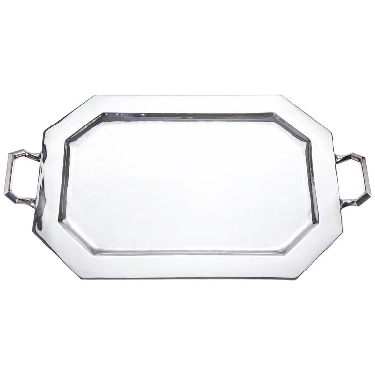 Large Modern Sterling Silver Tray For Sale at 1stdibs