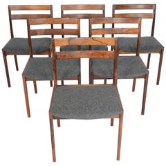 Set of Six Danish Modern Midcentury Dining Chairs by Henry Rosengren Hansen