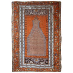 Handmade Antique Collectible Turkish Anatolian Prayer Rug, 1940s, 1C425