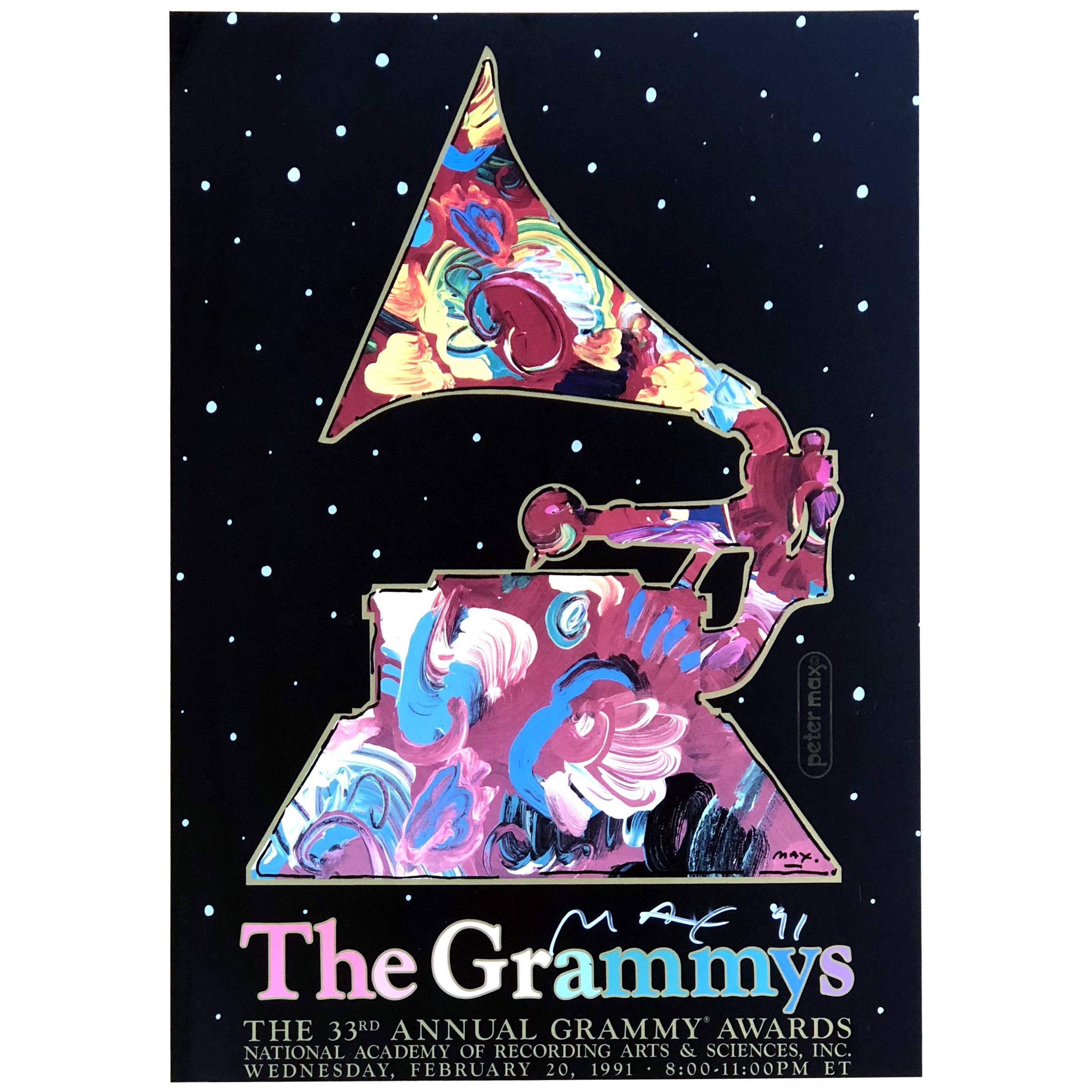 Signed Vintage Peter Max "The Grammy Poster," 1991