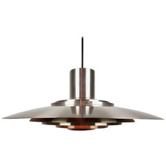 Lightly Brassed Aluminium Pendant by Preben Fabricius & Jørgen Kastholm