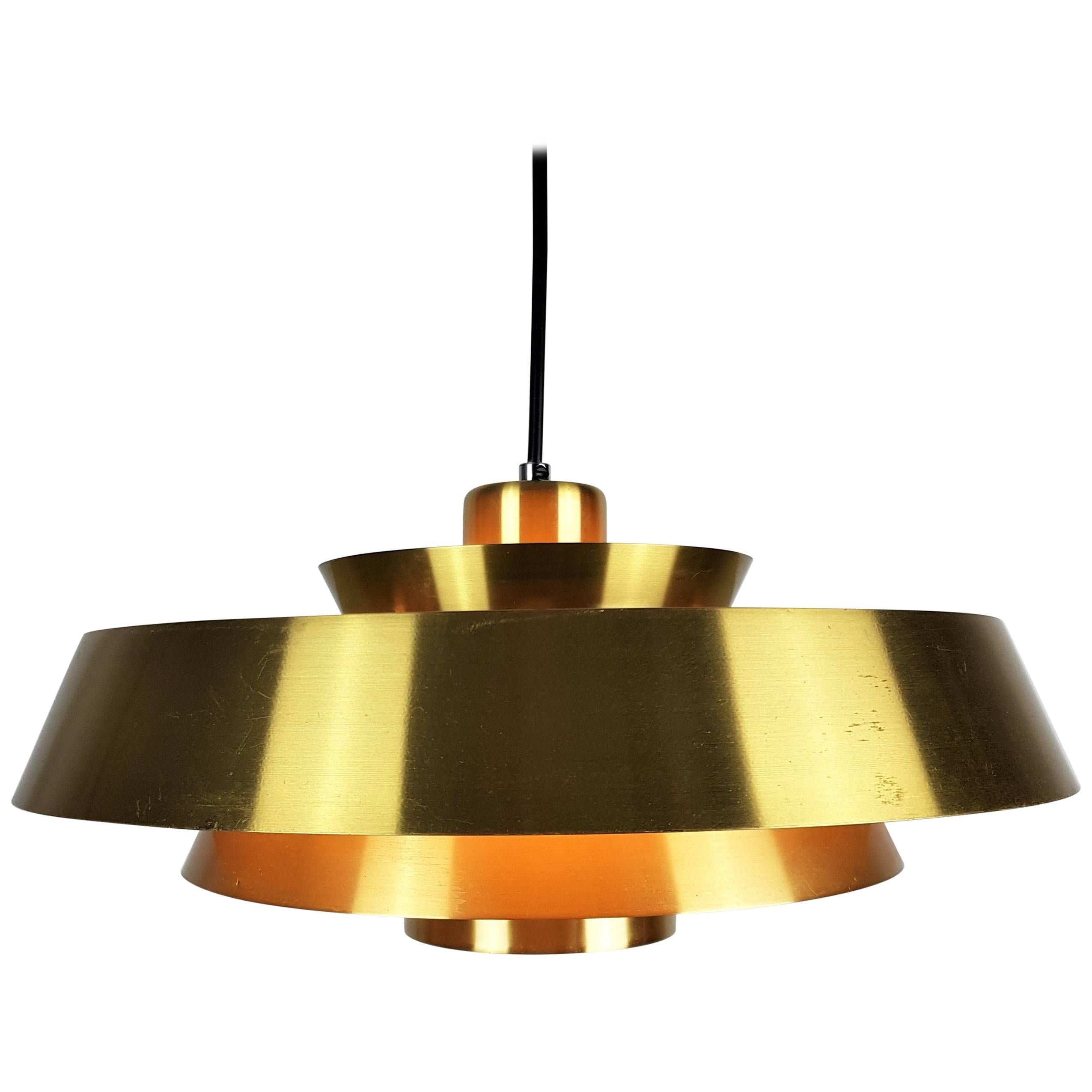 Jo Hammerborg Nova Pendant Light in Brass for Fog & Mørup, Denmark, 1960s