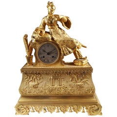 Antique French Gilt Bronze Ottoman Chinoiserie Mantel Clock