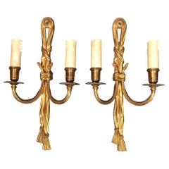 Pair of Louis XVI Style Bonze Wall Sconces, French