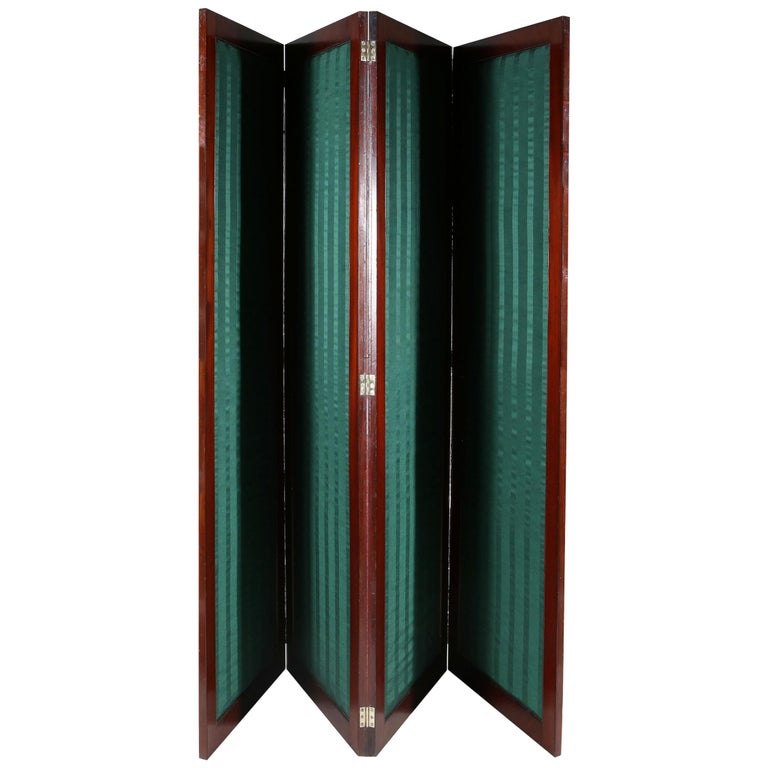 Regency Four Fold Mahogany Room Divider, Privacy Screen For Sale at 1stDibs