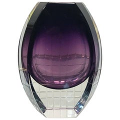 Baccarat Rare Modern Glass Vase Signed Purple