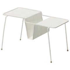 Mathieu Matégot 1954 White Elysee Magazine Table Manufactured by Atelier Mategot