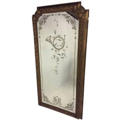 A Gilt Mirror from the Royal Albert Hall London Engraved with a French Horn