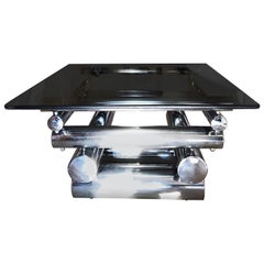 Tiered chrome Metal Small Coffee Table Glass, 1970