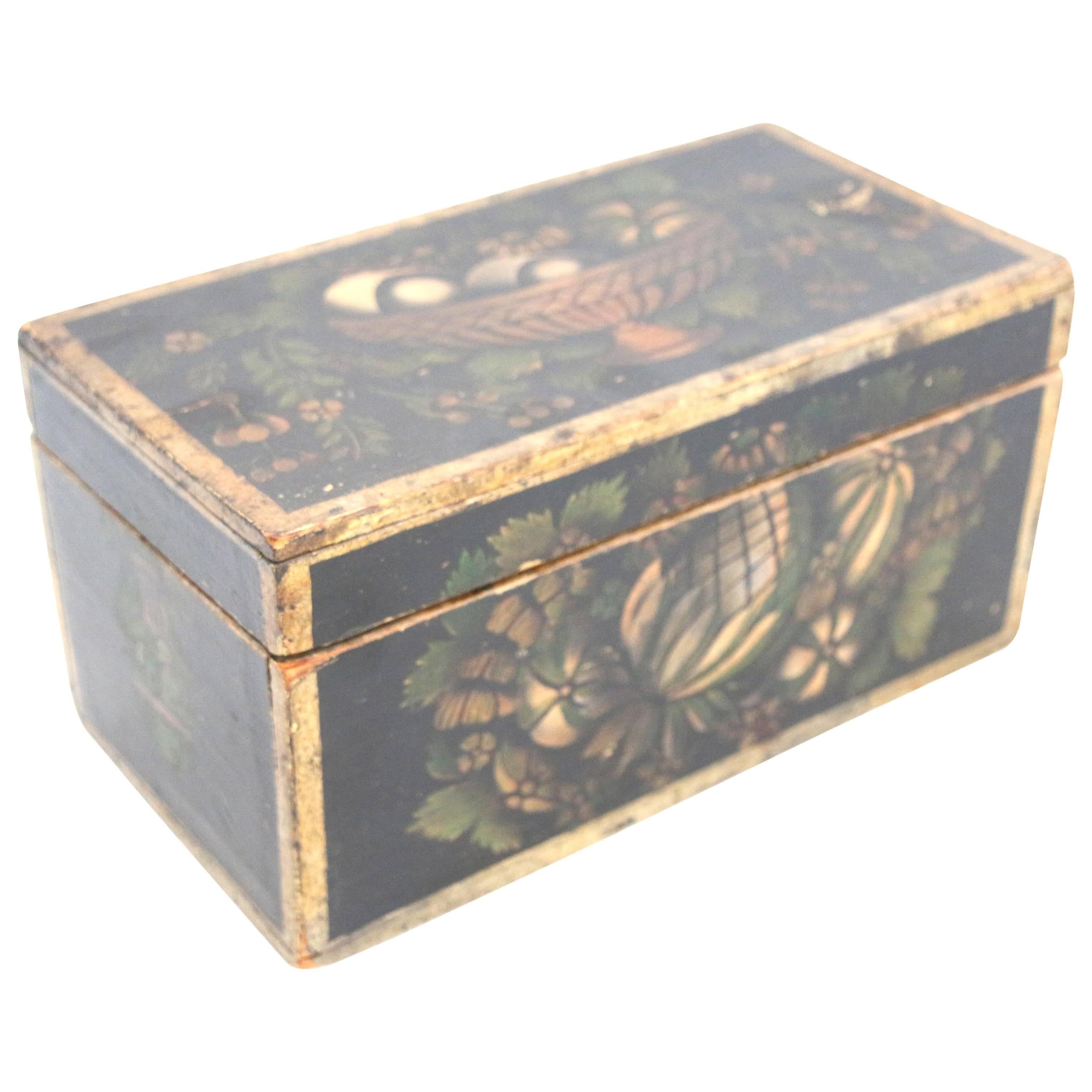 19th Century New England Stencilled Dresser Box For Sale