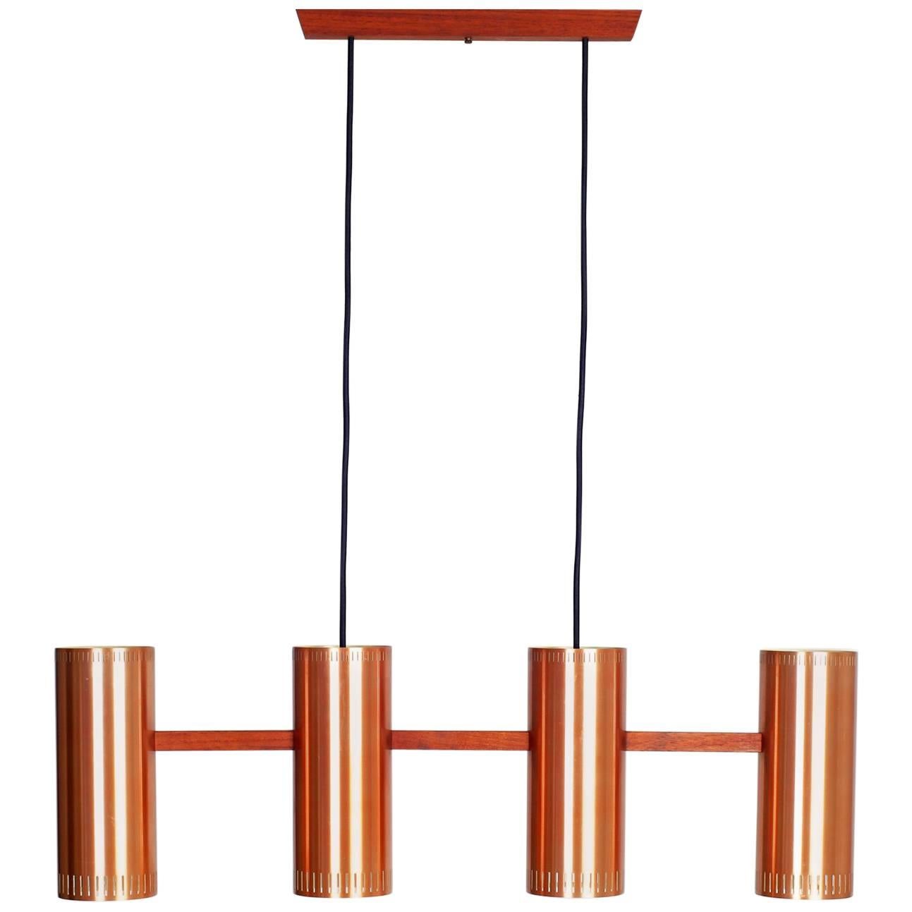 Jo Hammerborg Cylinder IV Copper Pendant for Fog & Mørup, 1960s, Denmark