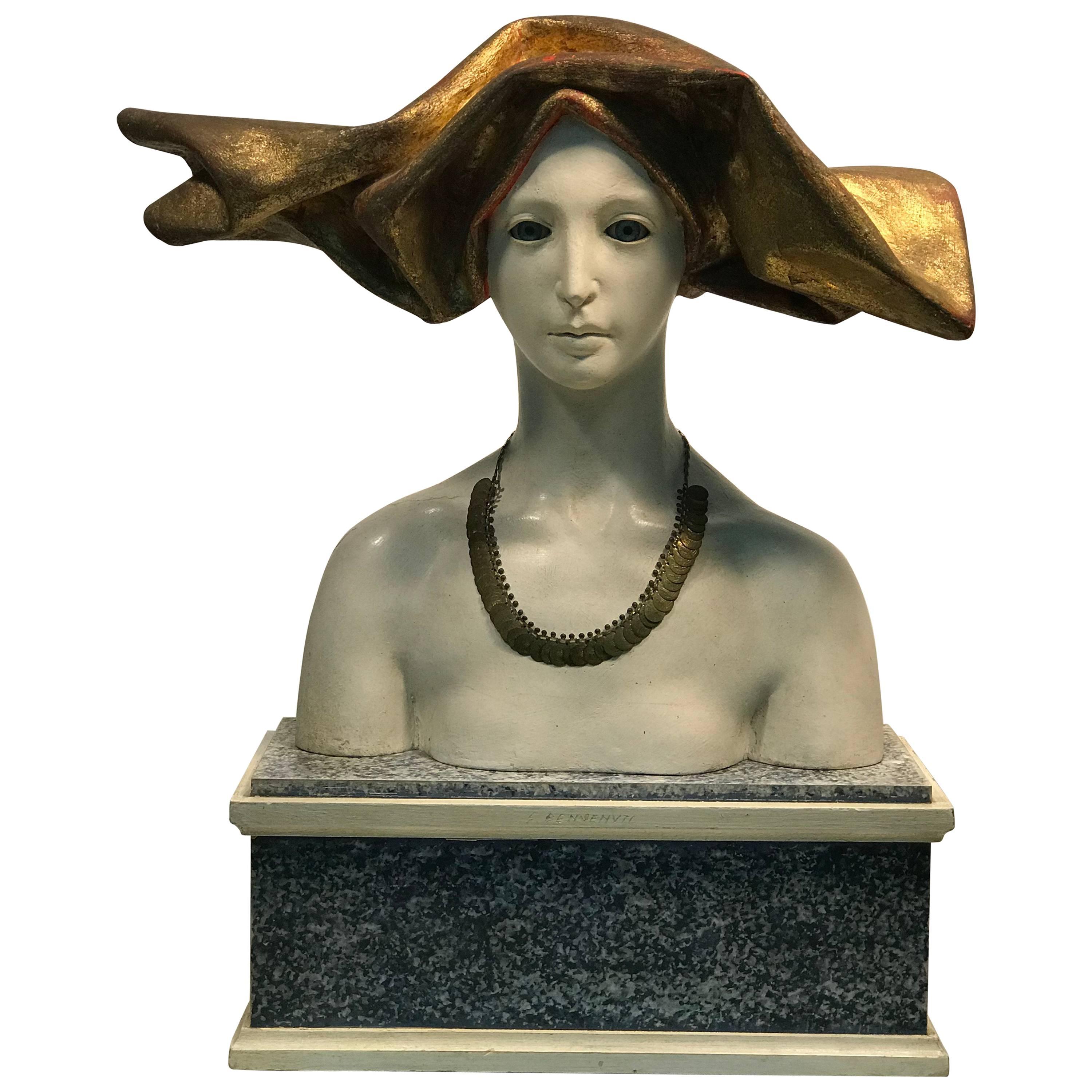 Female Bust Art Nouveau Style by Benvenvyl For Sale