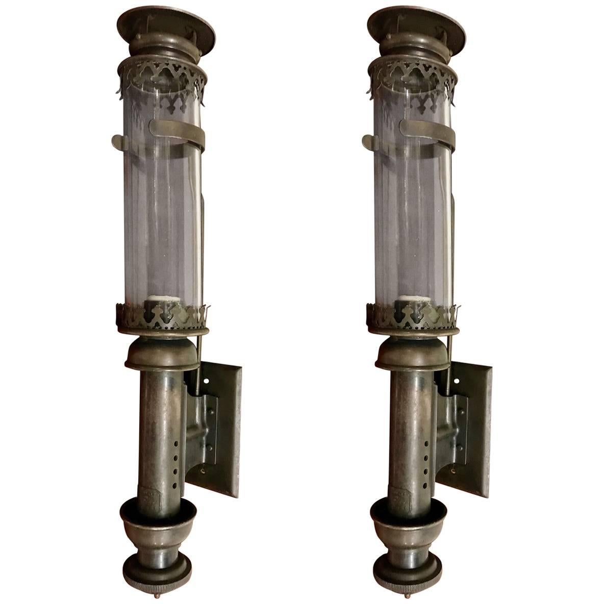 Pair of Tole Bright & Co. Stage Coach Lamps, Now Electrified