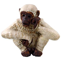 Rörstrand Stoneware Figure by Gunnar Nylund, Monkey