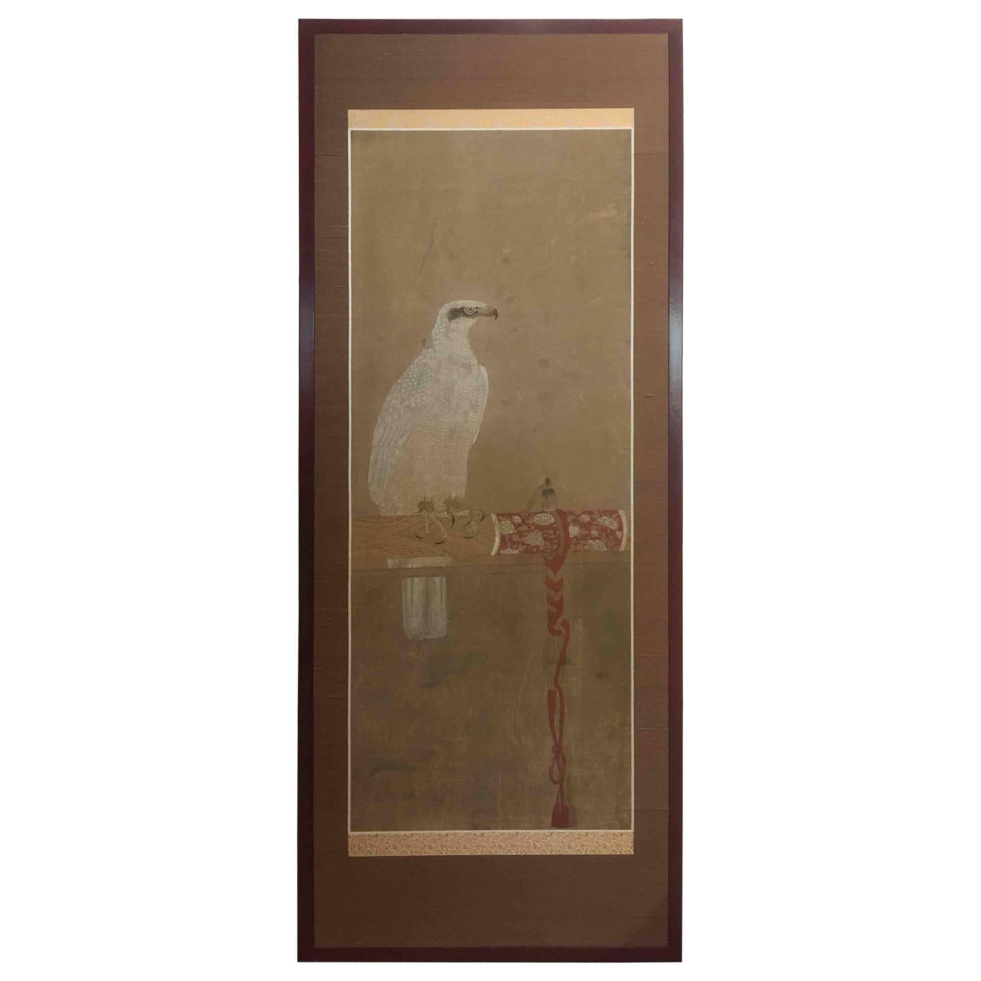 Japanese Screen Painting Falcon Three Screens White Falcon Black Falcon Screen 3