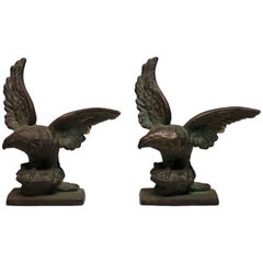 Early 20th Century Solid Bronze Eagle Bookends, circa 1940s