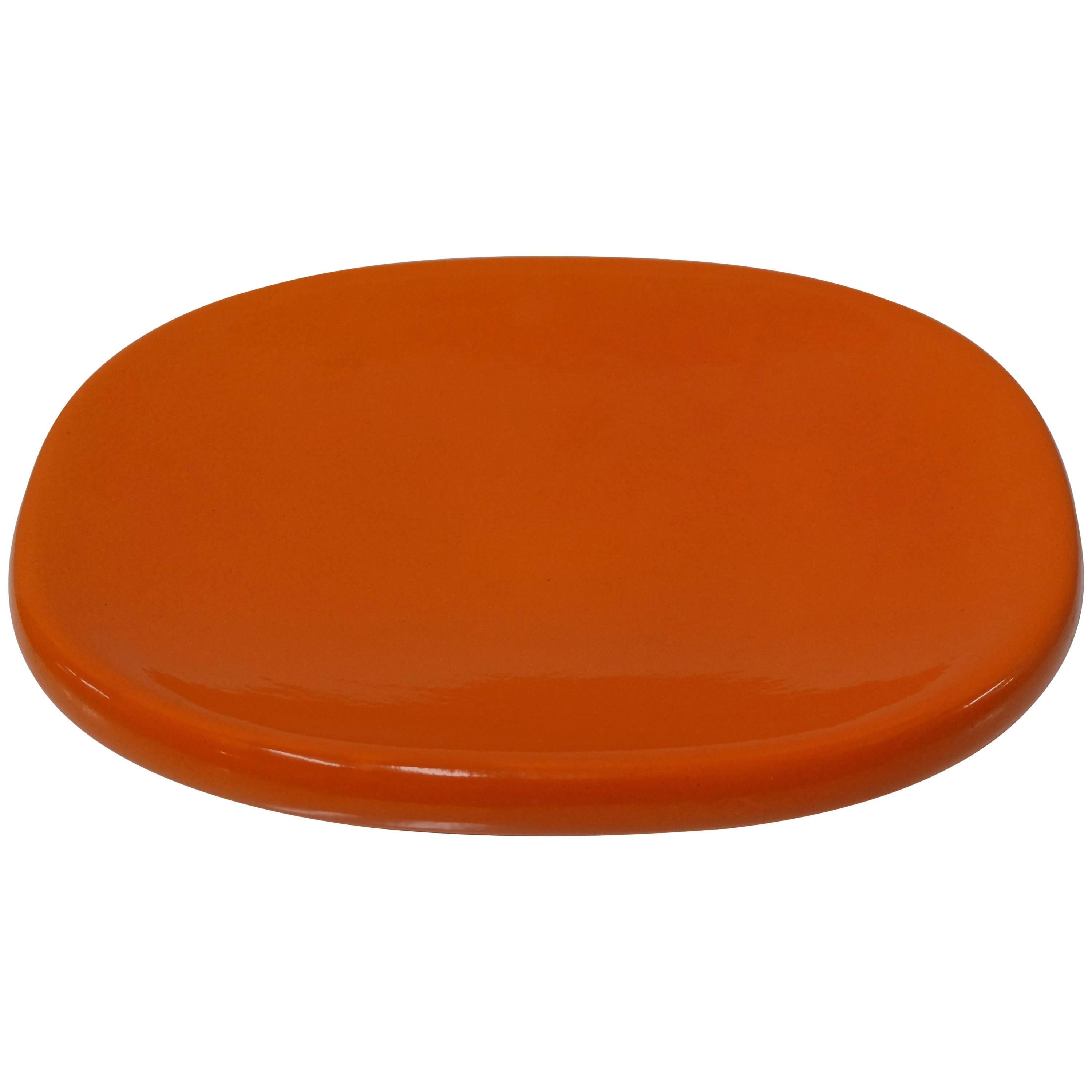 Ovale Orange Dish by Angelo Mangiarotti for Danese Milano, Italy For Sale